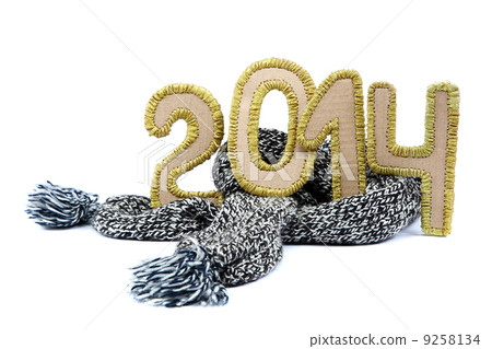 New Year theme. Wool scarf and 2014. New Year theme. Wool scarf and 2014. 9258134