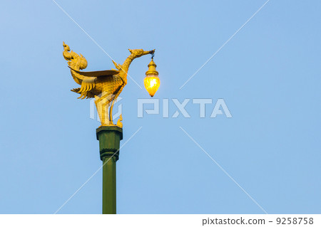 Side view swan native Thai style street lamp pillar Side view swan native Thai style street lamp pillar 9258758