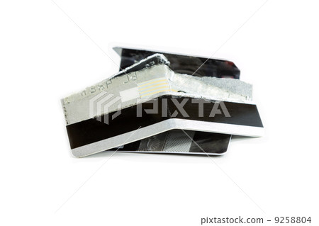 Damage credit cards on white background 9258804