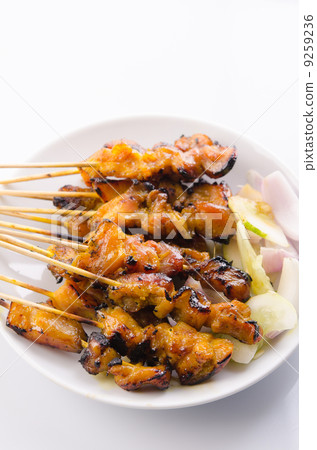 satay roasted kebab meat isolated on white 9259236
