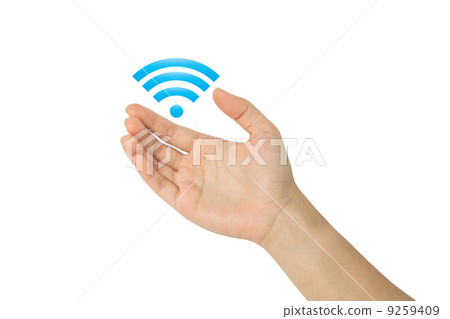 Hand with wi-fi icon 9259409