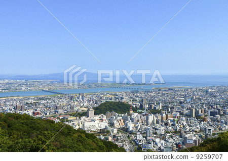 From the top of Mt. Bizan [Yoshinogawa, Awa Shirasagi Ohashi, Yoshinogawa Ohashi, Shiroyama] 9259707