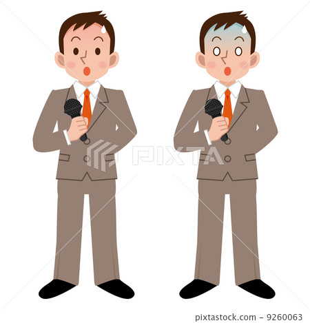 A businessman who is nervous holding a microphone 9260063