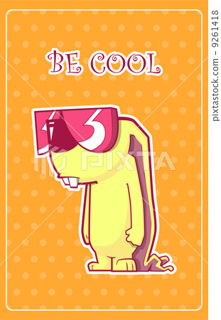Be cool. Rabbit greeting card with place for your text. Vector. 9261418