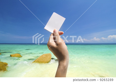 hand holding blank cardboard 9263289