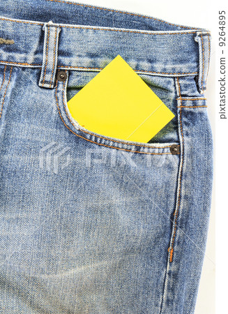 jeans pocket with blank paper note 9264895