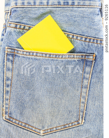 jeans back pocket with blank paper note 9265116