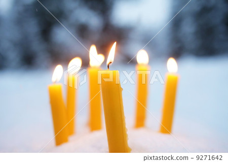 Yellow Candles In Snow 9271642