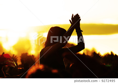 cheering open-air crowd cheering sunset cheering open-air crowd cheering sunset 9272495