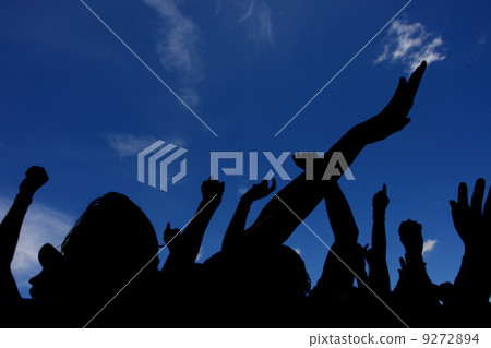 crowd with raised hands 9272894