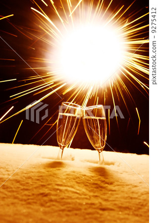 New year two glasses champagne clinking New year two glasses champagne clinking 9275412