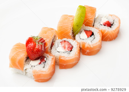 tasty sushi with strawberry tasty sushi with strawberry 9278929