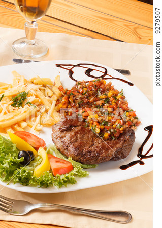 grilled steak with french fries grilled steak with french fries 9279507
