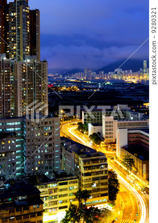 Kowloon city at night 9280321