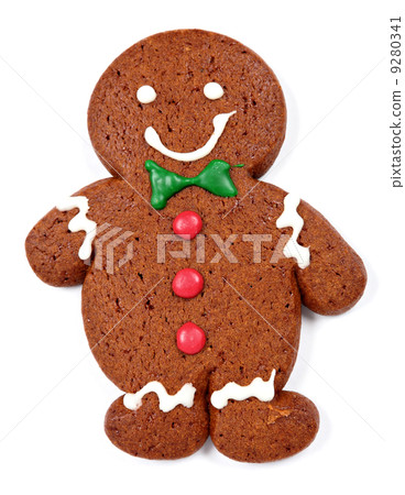 Gingerbread man cookie over white background Gingerbread man cookie over white background 9280341