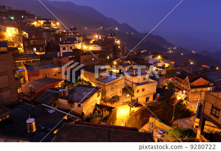 Jiufen at night , village in Taiwan 9280722