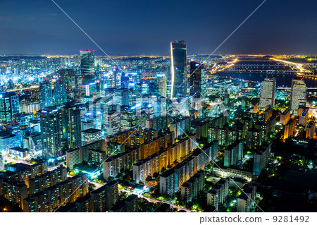 Seoul skyline at night 9281492