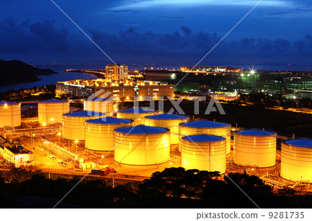 Oil tanks at night Oil tanks at night 9281735