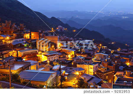 chiu fen village at night, in Taiwan chiu fen village at night, in Taiwan 9281953