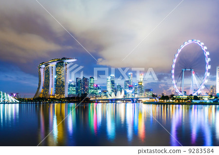 Singapore skyline at night 9283584
