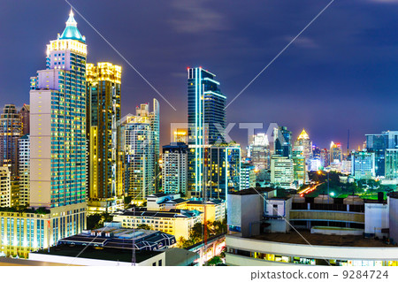 Bangkok skyline at night 9284724