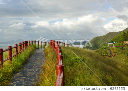 hiking path with pavillion hiking path with pavillion 9285355