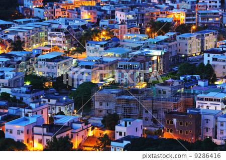 Yuen Long district in Hong Kong at night 9286416