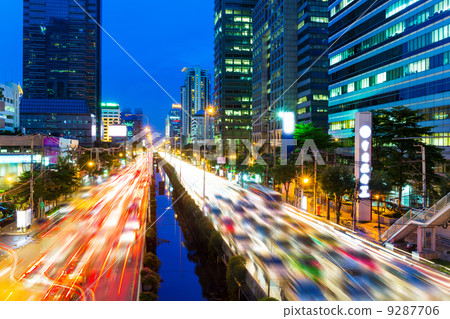 Bangkok skyline and traffic jam Bangkok skyline and traffic jam 9287706