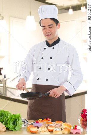 asian chinese chef preparing foods for his customer with kitchen 9291297