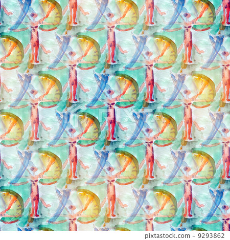 seamless colorful watercolor blue, red, Leonardo da Vinci handma seamless colorful watercolor blue, red, Leonardo da Vinci handma 9293862
