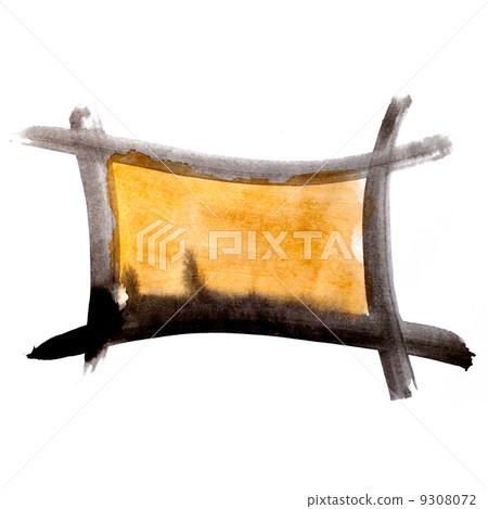 watercolor brown black plate blot hand isolated stain raster ill 9308072