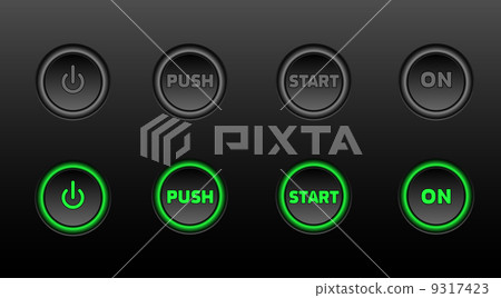 Neon buttons vector icon set on black bacground - Stock Illustration ...