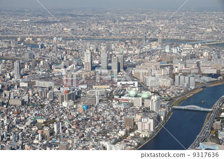 Tokyo landscape seen from the Tokyo sky tree (Sumidagawa) Tokyo landscape seen from the Tokyo sky tree (Sumidagawa) 9317636