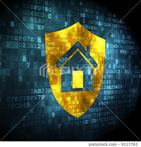 Protection concept: Shield on digital background 9317763