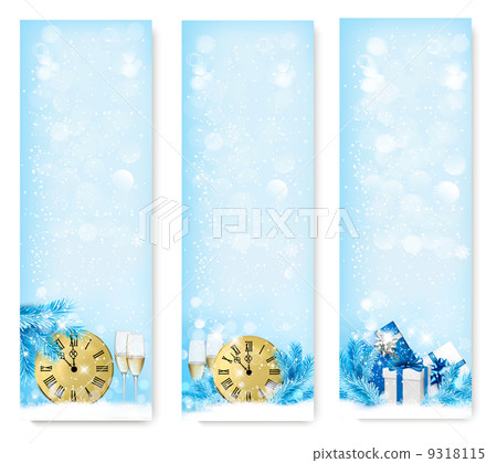 Three Christmas banners with gift boxes and... - Stock Illustration ...
