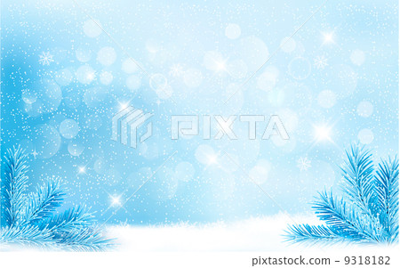 Blue Christmas background with tree branches... - Stock Illustration ...