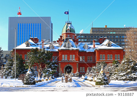 北海道札幌市的風景_北海道前政府_冬季紅磚政府大樓 北海道札幌市的風景_北海道前政府_冬季紅磚政府大樓 9318887