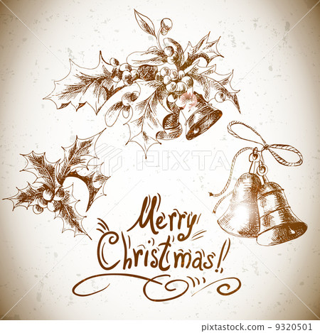Vector set vintage Christmas design elements - Stock Illustration ...
