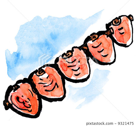 dried persimmons on skewer, like a picture letter, mere window dressing 9321475