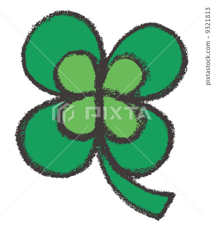 Crayon Drawing D_ Four Leaves Clover 9321813