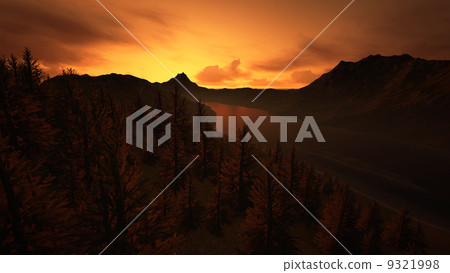 Sunset at the river. 9321998