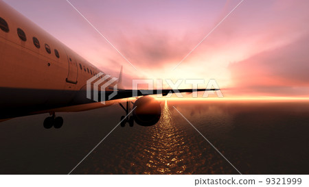 Plane over the ocean. 9321999