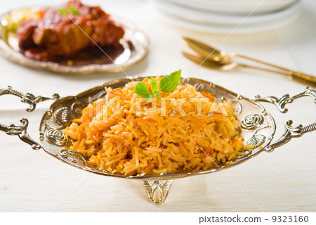 Biryani chicken rice with traditional india food 9323160