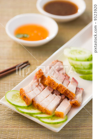shao rou, chinese roast pork close up shot shao rou, chinese roast pork close up shot 9323920