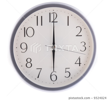 isolated white clock at six isolated white clock at six 9324824