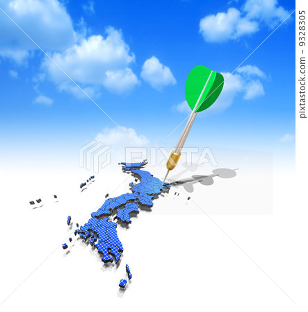 Arrow of darts on Japanese map of solar panel Arrow of darts on Japanese map of solar panel 9328305