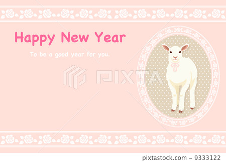 Background of a lamb and a rose pattern Background with pink words and attachments Background of a lamb and a rose pattern Background with pink words and attachments 9333122