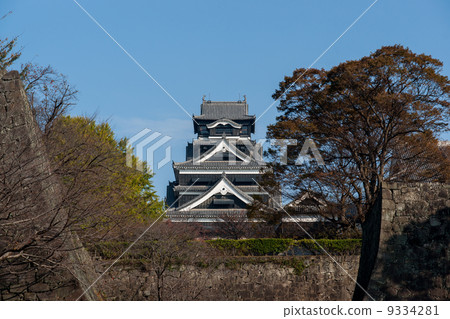 熊本城堡（Kumamoto Castle）Bamboo no Maru的一座大型城堡塔樓 9334281