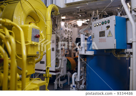 Boat interior with control panel instruments 9334486