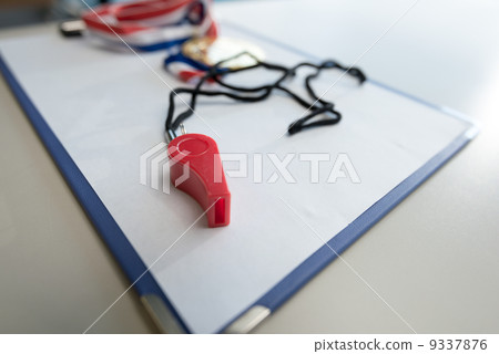 Whistle and medal, clipboard Whistle and medal, clipboard 9337876